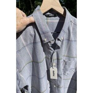 Ouku Oxford Button-Down Shirt LS Gray Plaid Pocket Embroidered Logo Mens XL NWT